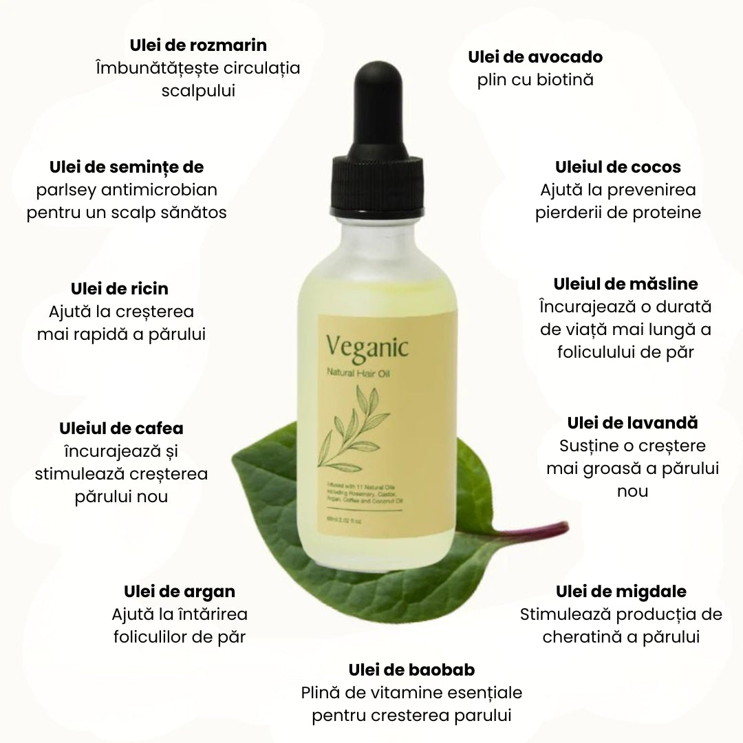 Ulei natural veganic pentru creșterea părului