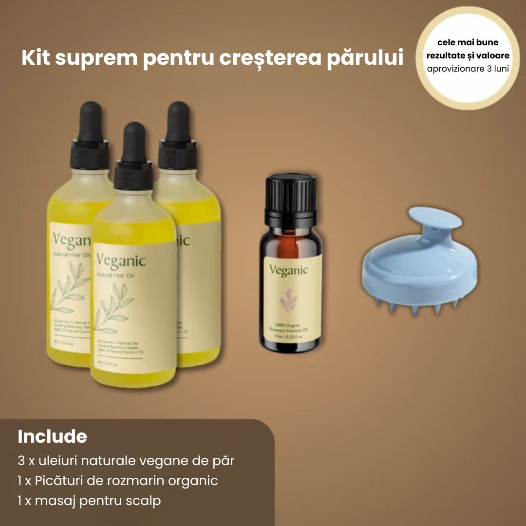 Ulei natural veganic pentru creșterea părului